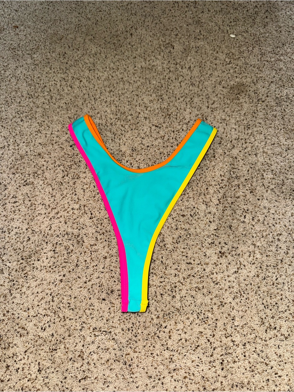 Kulani Kinis Teal Bikini Bottom with Pink, Yellow & Orange Trim